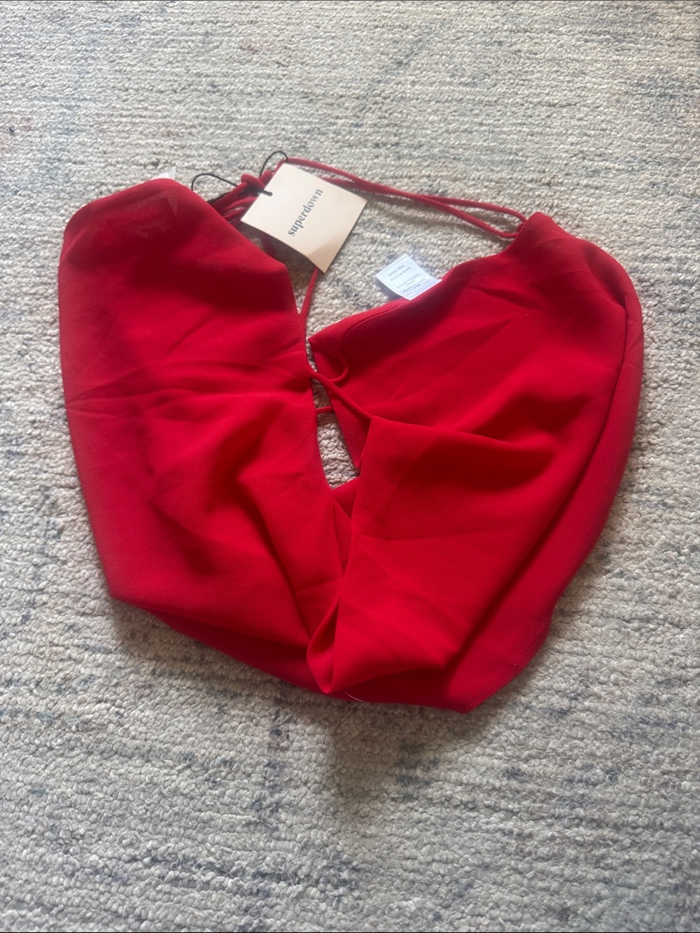 superdown NWT Red Halter Crop Top with Keyhole and open back